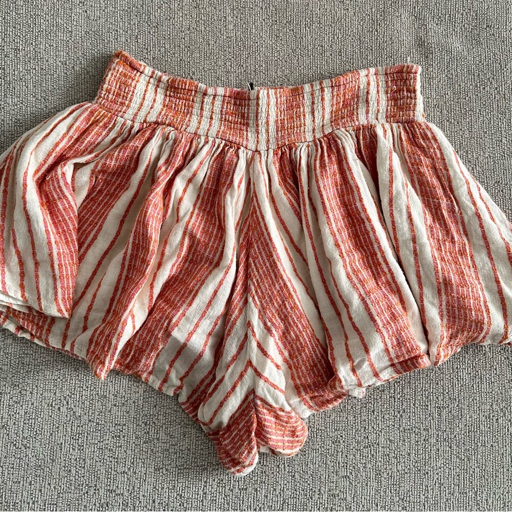 Free People Striped Orange and White Women's Shorts